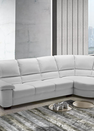 Argos corner sectional sofa in white leather - lifestyle shot