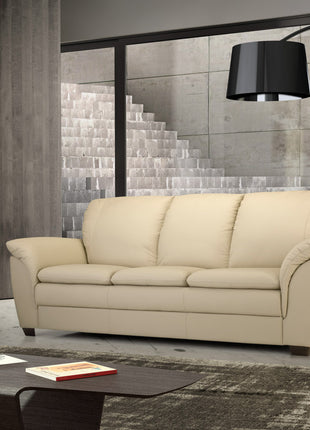 Dorico Italian 3-seater sofa in beige leather, modern interior