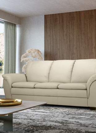Dorico Italian sofa in cream leather, lifestyle setting