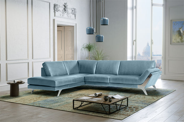 Ostro corner sectional sofa in dark charcoal leather, product shot on white background