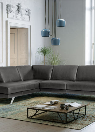 Ostro corner sectional sofa in light blue leather in bright European living room