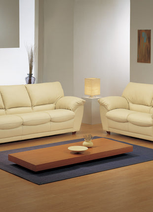 Trani sofa set in cream leather