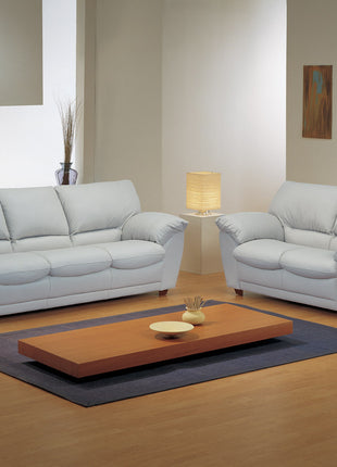 Trani sofa set in light grey leather