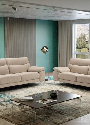 Magdalena sofa set in beige fabric — 3-seater and 2-seater in living room setting
