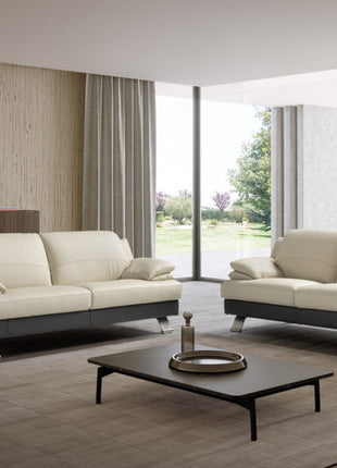 Samba modular sofa set - cream and dark two-tone upholstery with chrome legs