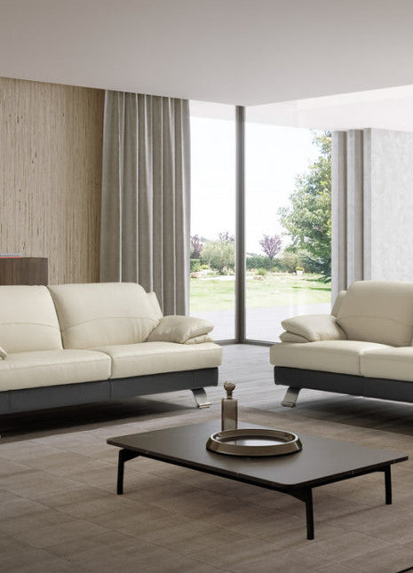 Samba modular sofa set - cream and dark two-tone upholstery with chrome legs