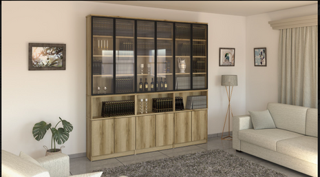Natural Oak Glass-Front Bookcase