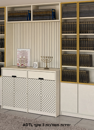 יחידת קודש P611 שקף ACLB – ספרייה מודרנית עם חיפוי אלומיניום ומדפי זכוכית
