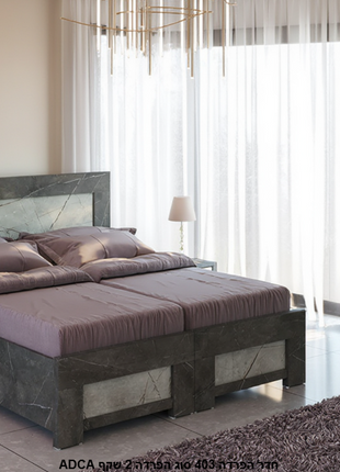 Dark graphite marble kosher separation bed 90cm with silver veining detail