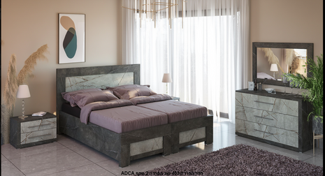 Dark graphite marble kosher separation bed 90cm with silver veining detail