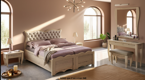 Ivory rustic kosher separation bed 90cm with large button-tufted headboard
