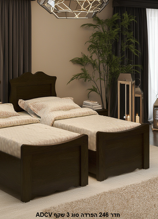Oak and cream quilted kosher separation bed 90cm with diamond-quilted headboard and footboard panels