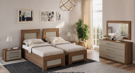 Cream tufted grid kosher separation bed 90cm with sand frame and modern tapered legs