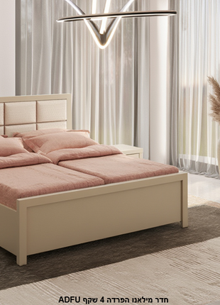 Sand ash wood kosher separation bed 90cm with diamond inlay carved headboard and footboard