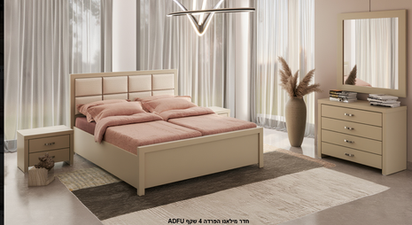 Sand ash wood kosher separation bed 90cm with diamond inlay carved headboard and footboard