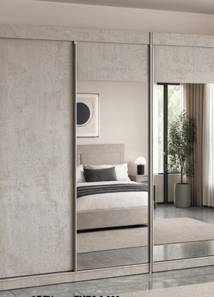 Concrete Mirror 4-Door Sliding Wardrobe