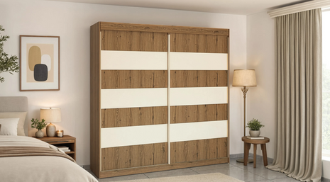 Timber Stripe Sliding Wardrobe