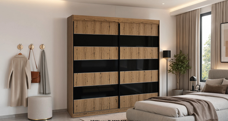 Concrete Mirror Sliding Wardrobe with integrated mirrors and concrete-effect panels