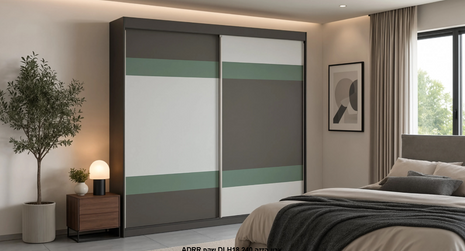 Concrete Mirror Sliding Wardrobe side view