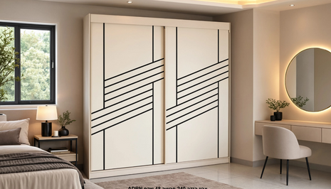 Arch Romance Sliding Wardrobe with elegant arched panel doors in warm beige finish