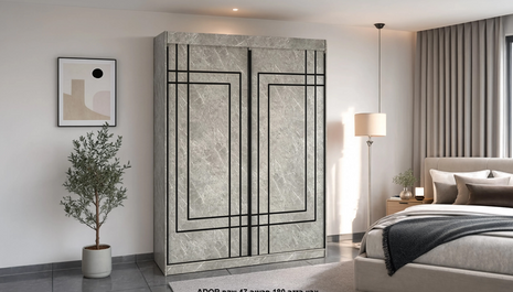Marble Grid Sliding Wardrobe