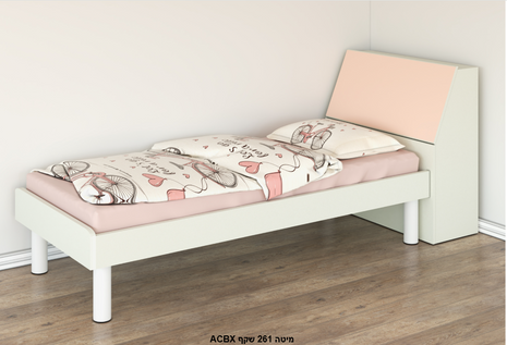 Kids Single Bed with Pink Upholstered Headboard with Storage