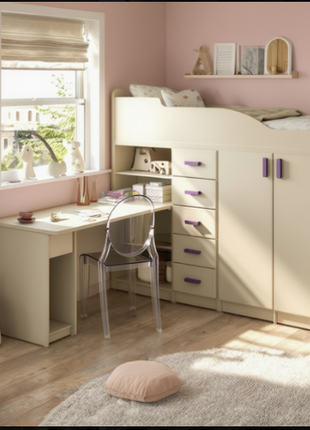 Skyline Study Bunk with integrated desk and wardrobe
