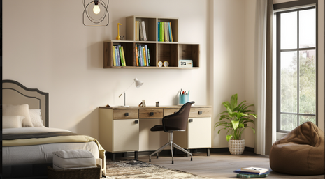 Timber Study Loft Set