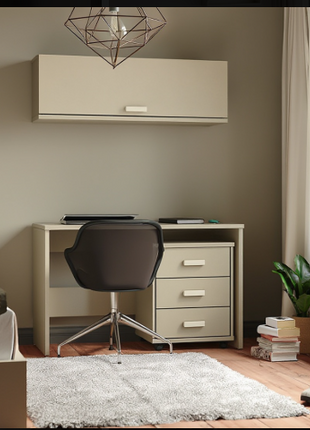 Lior Study Corner desk with side drawers and wall-mounted cabinet