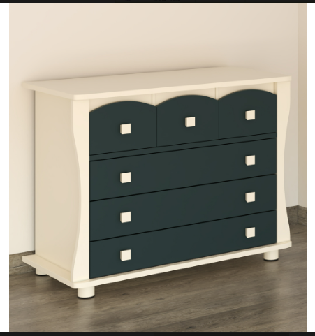 Classic navy and white changing table with arched drawer fronts