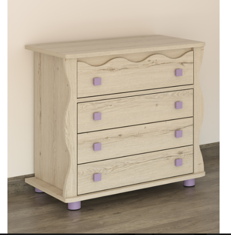 Rustic whitewash changing table with 4 drawers and lavender handles