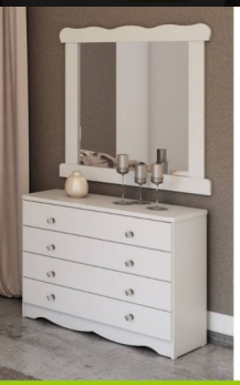Classic White 4-Drawer Dresser with Mirror