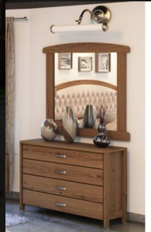 Classic dresser with arched mirror in warm walnut tone