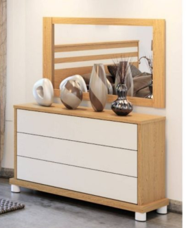 Rustic whitewash changing table with mirror
