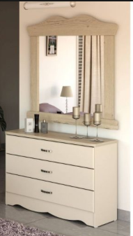 Classic Cream 3-Drawer Dresser with Mirror