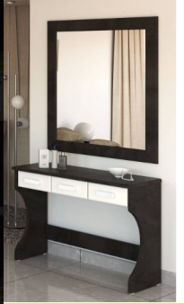 Modern Two-Tone Vanity Table with Mirror