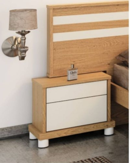Oak & White 2-Drawer Nightstand – Style A