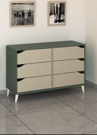 Sage 6-Drawer Shoe Dresser – Olive Green & Natural