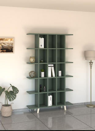 Porto double open bookcase in charcoal frame with silver shelves and adjustable feet