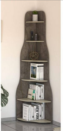 Vela Corner Tower Shelf – Grey Wood