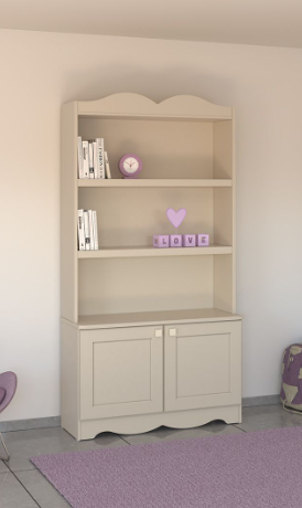 Palazzo grand wall display unit in cream and oak with full-width open and closed shelving