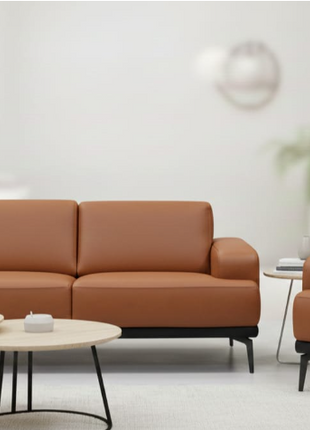 One sofa – cognac leather set with armchair