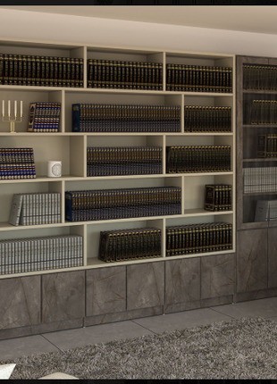 Greige Ribbed Panel Bookcase