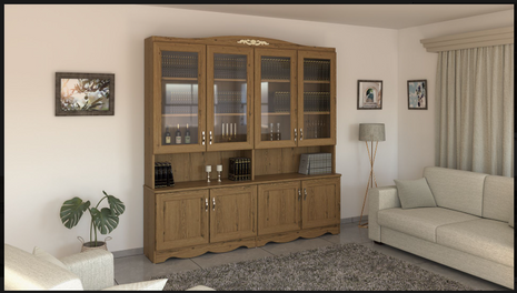Heritage Glass-Door Bookcase with Crown Molding