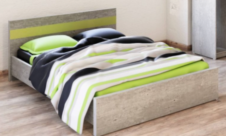 Rustic kids bed with tufted leather headboard and natural wood frame