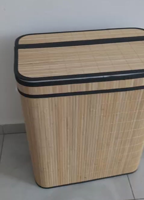 Bamboo Divided Laundry Basket